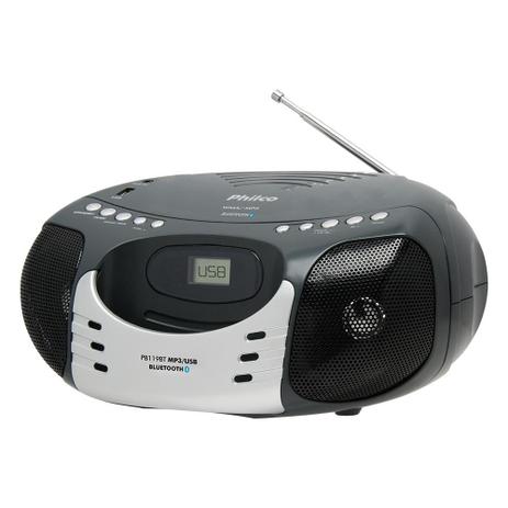 Rádio Boombox PB119BT, USB, MP3, Bluetooth Preto/Cinza 5W RMS - Philco Menor preço em Rádio Boombox PB119BT, USB, MP3, Bluetooth Preto/Cinza 5W RMS - Philco