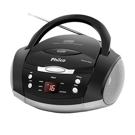 Rádio Boombox PH61 CD, MP3, Entrada P2, Rádio FM 3,4W - Philco Menor preço em Rádio Boombox PH61 CD, MP3, Entrada P2, Rádio FM 3,4W - Philco