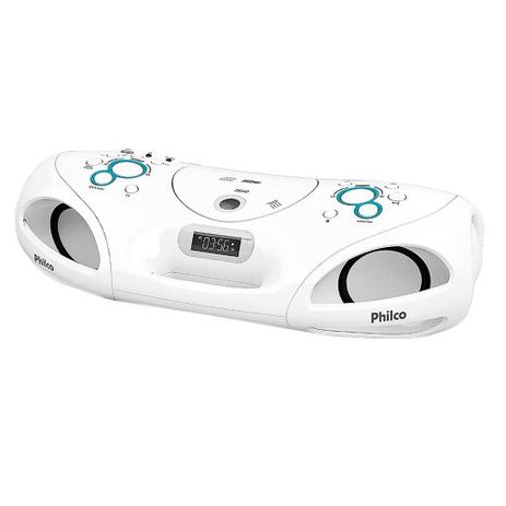 Rádio boombox Philco PB140 CD, USB, MP3, PC/AUX, Rádio FM, Branco, 20W RMS Menor preço em Rádio boombox Philco PB140 CD, USB, MP3, PC/AUX, Rádio FM, Branco, 20W RMS