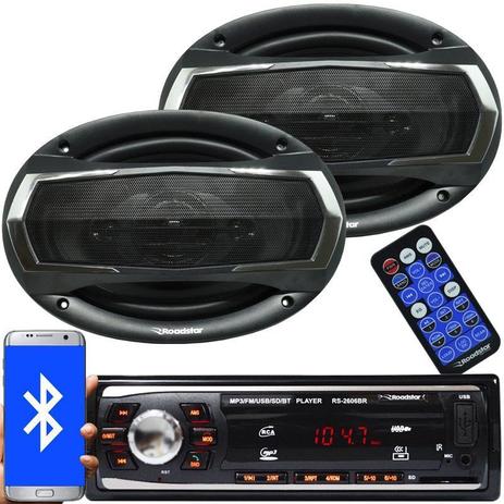 Rádio Mp3 Automotivo Bluetooth Fm Usb RS-2606BR + Par Alto Falante Roadstar 6x9 Pol 240W Rms RS-695 Menor preço em Rádio Mp3 Automotivo Bluetooth Fm Usb RS-2606BR + Par Alto Falante Roadstar 6x9 Pol 240W Rms RS-695
