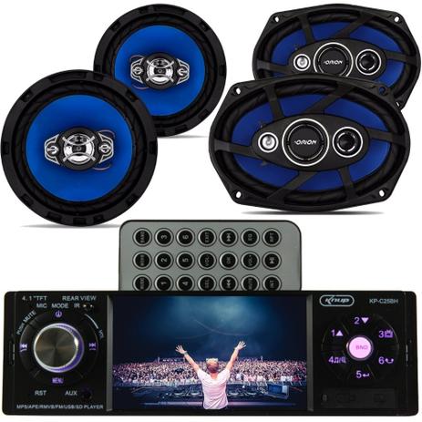 Rádio Mp5 Automotivo Tela 4 pol Bluetooth + par Falante 6 + par 6x9 55w KP-C25 - Orion Menor preço em Rádio Mp5 Automotivo Tela 4 pol Bluetooth + par Falante 6 + par 6x9 55w KP-C25 - Orion