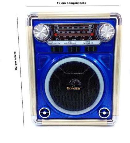 Radio Portátil Bluetooth Lanterna Analógico Usb Mp3 2576 Az - Livstar Menor preço em Radio Portátil Bluetooth Lanterna Analógico Usb Mp3 2576 Az - Livstar