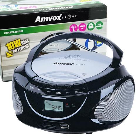 Rádio Portátil Boombox Som Cd Mp3 Player Usb Sd Fm Am Bivolt Amvox AMC 590 Preto Menor preço em Rádio Portátil Boombox Som Cd Mp3 Player Usb Sd Fm Am Bivolt Amvox AMC 590 Preto
