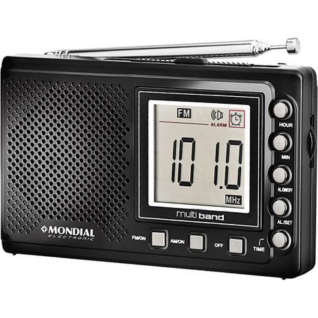 Rádio Portátil com 10 Faixas, AM/FM, Relógio e Alarme Mondial Multi Band RP-03 Menor preço em Rádio Portátil com 10 Faixas, AM/FM, Relógio e Alarme Mondial Multi Band RP-03