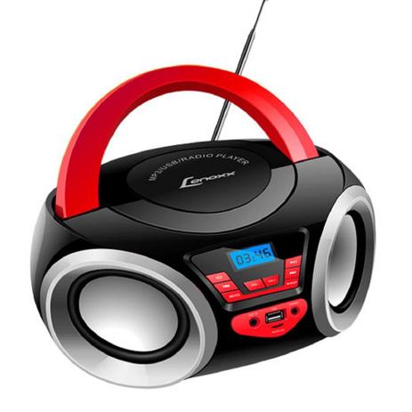 Rádio Portátil Lenoxx Bd110A Boombox Preto/vermelho 4w Rms com Bluetooth Menor preço em Rádio Portátil Lenoxx Bd110A Boombox Preto/vermelho 4w Rms com Bluetooth