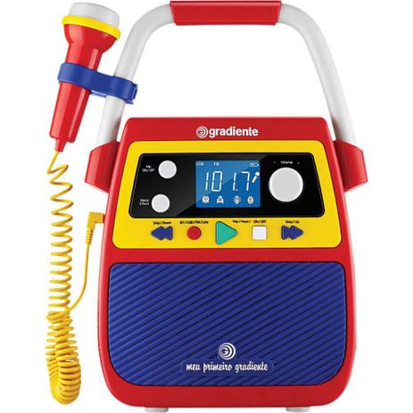 Rádio Portátil Meu Primeiro Gradiente BT FM Karaokê - GMP104 Menor preço em Rádio Portátil Meu Primeiro Gradiente BT FM Karaokê - GMP104