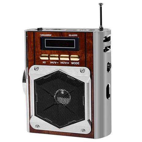 Rádio Portátil Roadstar Classic RS-62RD FM com Lanterna/USB/Leitor de SD - Marrom Menor preço em Rádio Portátil Roadstar Classic RS-62RD FM com Lanterna/USB/Leitor de SD - Marrom