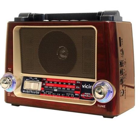 Rádio Retrô Vicini Bluetooth, USB, AM, FM, Bateria Recarregável Bivolt - VC-282 é boa?