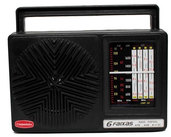 Rádio Vintage Retrô Portátil Companheiro 6 Faixas PRETO COMPANHEIRO- CRP-61 Menor preço em Rádio Vintage Retrô Portátil Companheiro 6 Faixas PRETO COMPANHEIRO- CRP-61