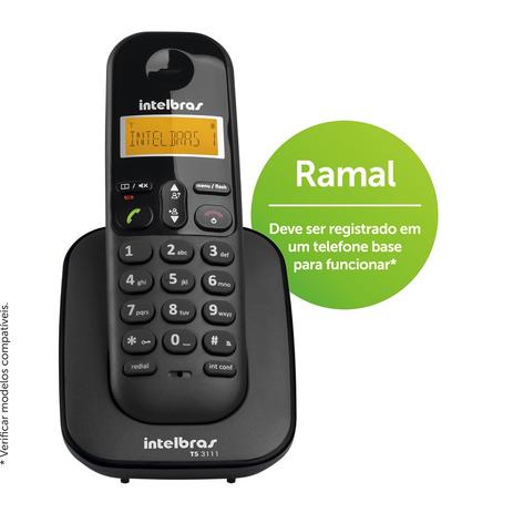 Ramal sem Fio Intelbras TS 3111 Preto - Para Bases TS 40 ID, TS 60 V, TS 3110 ou TS 3130 Menor preço em Ramal sem Fio Intelbras TS 3111 Preto - Para Bases TS 40 ID, TS 60 V, TS 3110 ou TS 3130