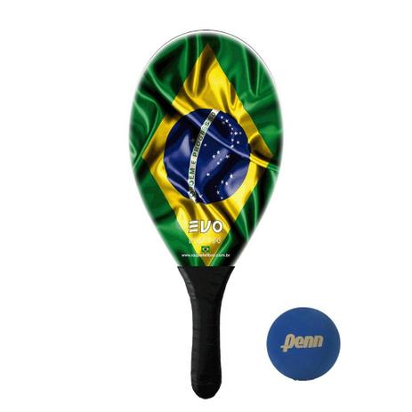 Raquete Frescobol Evo Fibra de Vidro Brasil com Bola Penn Menor preço em Raquete Frescobol Evo Fibra de Vidro Brasil com Bola Penn