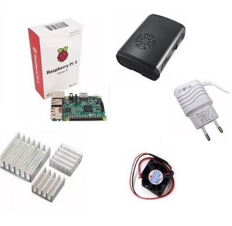 Raspberry Pi3 Pi 3 + Case + Cooler + Dissipador + Fonte Menor preço em Raspberry Pi3 Pi 3 + Case + Cooler + Dissipador + Fonte