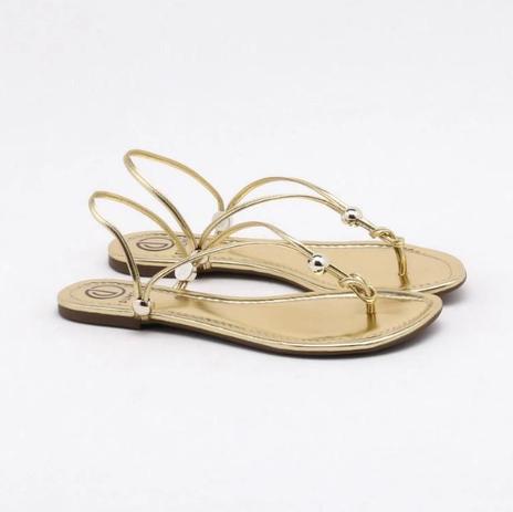 Sandália Rasteira Dumond Laranja Metalizado Snake - Berti Maria