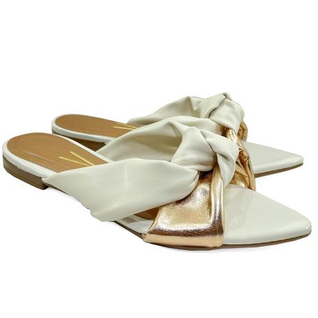 Rasteira Flat Vizzano Tiras Nó Metalizada - Branco e Rose - Moda Feminina -  Magazine Luiza