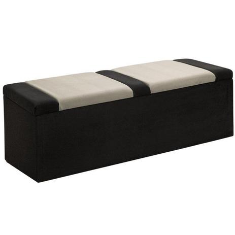 Recamier Calçadeira Baú 195 cm Barcelona Suede Animale Preto/Bege - JS Móveis Menor preço em Recamier Calçadeira Baú 195 cm Barcelona Suede Animale Preto/Bege - JS Móveis