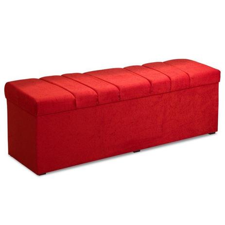 Recamier Calçadeira Baú 195 cm Roma Suede Amassado Vermelho - JS Móveis Menor preço em Recamier Calçadeira Baú 195 cm Roma Suede Amassado Vermelho - JS Móveis