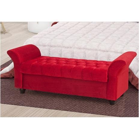 Menor preço em Recamier Calçadeira Baú Egeo 140cm Veludo Brilho Vermelho - Perfan