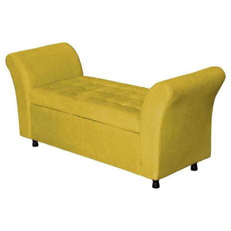 Recamier Calçadeira Baú Moscou Suede Amarelo Takeda Estofados Menor preço em Recamier Calçadeira Baú Moscou Suede Amarelo Takeda Estofados