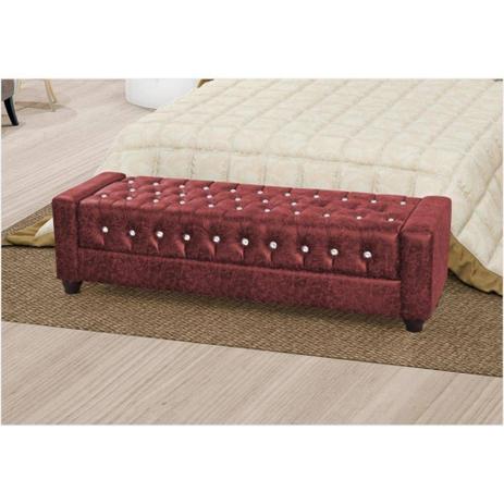 Recamier Calçadeira Baú Paris 140cm Corino Vermelho - Perfan - Jm Menor preço em Recamier Calçadeira Baú Paris 140cm Corino Vermelho - Perfan - Jm