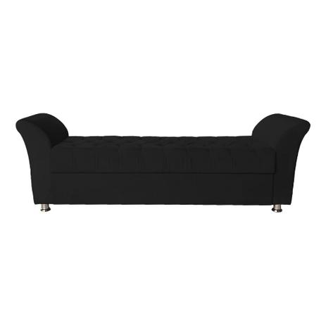 Recamier Calçadeira Baú Veneza King 193cm Suede Preto - Mobília Decor Menor preço em Recamier Calçadeira Baú Veneza King 193cm Suede Preto - Mobília Decor