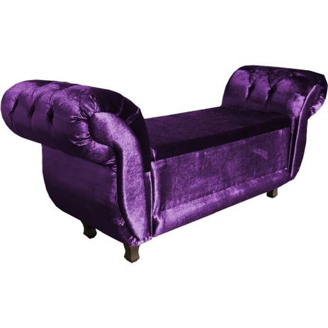 Recamier com Baú Athenas Namoradeira Calçadeira Acetinado Roxo Braços Capitonê - JS Móveis Menor preço em Recamier com Baú Athenas Namoradeira Calçadeira Acetinado Roxo Braços Capitonê - JS Móveis