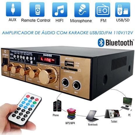 Receiver Amplificador de Som Stereo Digital Com Bluetooth USB FM Karaokê - Ydtech Menor preço em Receiver Amplificador de Som Stereo Digital Com Bluetooth USB FM Karaokê - Ydtech