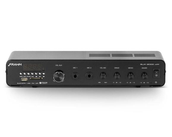 Receiver Amplificador Frahm Slim 2000 APP G2 BT USB FM SD Menor preço em Receiver Amplificador Frahm Slim 2000 APP G2 BT USB FM SD