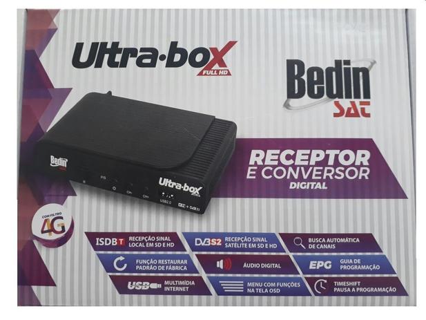 Receptor E Conversor Digital Ultra Box Full HD USB 2.0 - Bedin Sat Menor preço em Receptor E Conversor Digital Ultra Box Full HD USB 2.0 - Bedin Sat