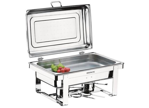 Rechaud Banho Maria Retangular Aço Inox GN 1/1 Savoy - 1098/201 - Brinox - BRI 144 Menor preço em Rechaud Banho Maria Retangular Aço Inox GN 1/1 Savoy - 1098/201 - Brinox - BRI 144