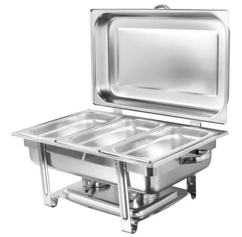 Rechaud inox 3 cubas 13 litros banho-maria com dobradiças - Euro home Menor preço em Rechaud inox 3 cubas 13 litros banho-maria com dobradiças - Euro home