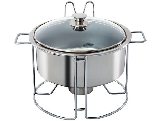 Rechaud Inox Brinox Redondo 7L 6 Peças - Savoy 1109/207 Menor preço em Rechaud Inox Brinox Redondo 7L 6 Peças - Savoy 1109/207