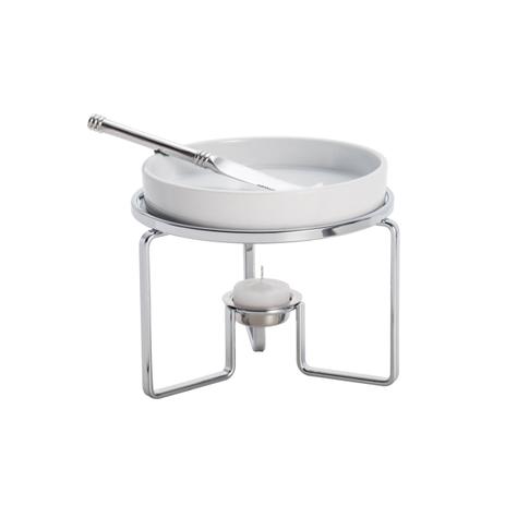 Rechaud para queijo Brie em cerâmica com suporte em inox - Wolff Menor preço em Rechaud para queijo Brie em cerâmica com suporte em inox - Wolff