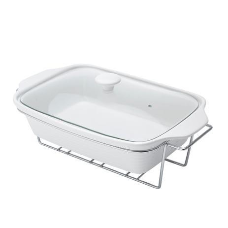 Rechaud, Refratario 2,4L Com Tampa De Vidro E Suporte De Aço Inox Branco Lyor - L8035 - Lyor design é boa?