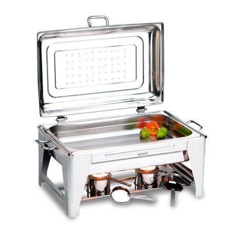 Rechaud Savoy Retangular 5 Peças Inox com Fogareiro Gn 12 Brinox Menor preço em Rechaud Savoy Retangular 5 Peças Inox com Fogareiro Gn 12 Brinox