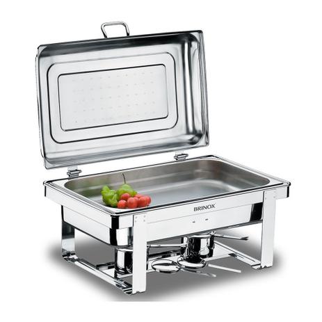 Rechaud Savoy Retangular Inox 2 Cubas 12 Brinox Menor preço em Rechaud Savoy Retangular Inox 2 Cubas 12 Brinox