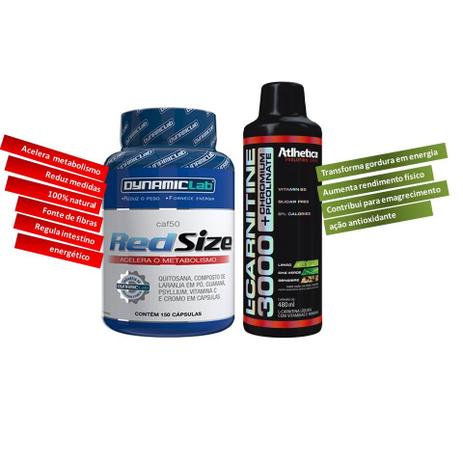 Red size 150cps + l-carnitine 3000mg + picolinate de chromium 480ml - Dynamic lab Menor preço em Red size 150cps + l-carnitine 3000mg + picolinate de chromium 480ml - Dynamic lab