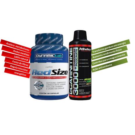 Red size 150cps + l-carnitine 3000mg + picolinate de chromium 980ml - Dynamic lab Menor preço em Red size 150cps + l-carnitine 3000mg + picolinate de chromium 980ml - Dynamic lab