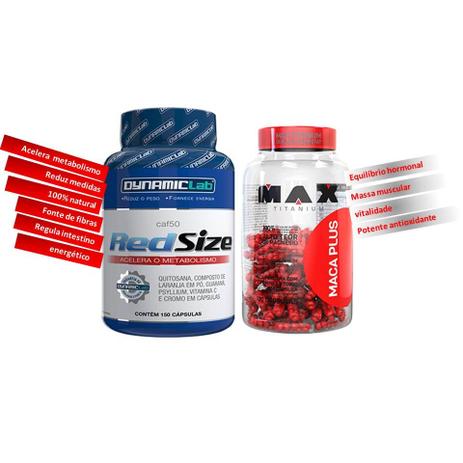 Red size 150cps + Maca Plus (maca + Zma+ Vita Do Complexo B)120cps - Dynamic lab Menor preço em Red size 150cps + Maca Plus (maca + Zma+ Vita Do Complexo B)120cps - Dynamic lab