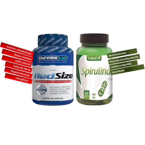 Red size 150cps + Spirulina 400mg 60cps - Dynamic lab Menor preço em Red size 150cps + Spirulina 400mg 60cps - Dynamic lab
