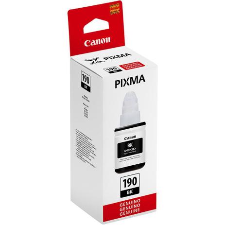 Refil de Tinta Canon GI-190BK Preto Pixma Maxx G1100 G2100 G3100 G3102 Original 135ML Menor preço em Refil de Tinta Canon GI-190BK Preto Pixma Maxx G1100 G2100 G3100 G3102 Original 135ML