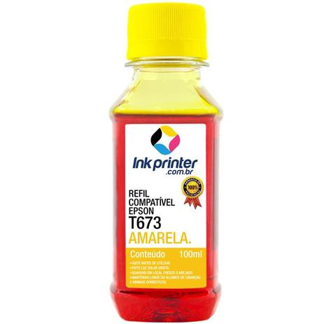 Refil de Tinta Compatível InkPrinter Amarelo para Impressora Epson L805 ( T673 - 100ml) Menor preço em Refil de Tinta Compatível InkPrinter Amarelo para Impressora Epson L805 ( T673 - 100ml)