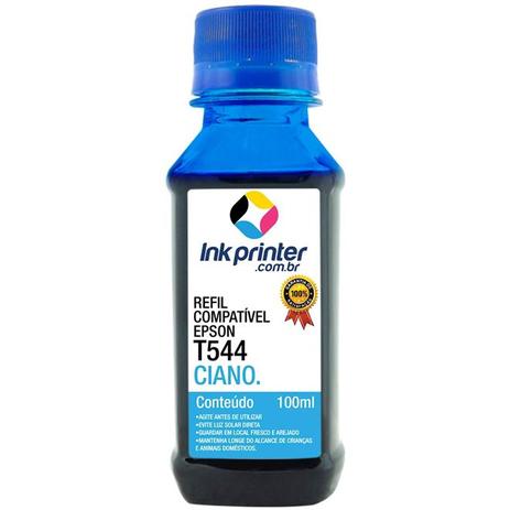 Refil de Tinta Compatível InkPrinter Ciano para Impressora Epson L3110 ( T544 - 100ml) Menor preço em Refil de Tinta Compatível InkPrinter Ciano para Impressora Epson L3110 ( T544 - 100ml)