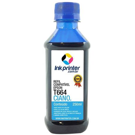 Refil de Tinta Compatível InkPrinter Ciano para Impressora Epson L395 ( T664 - 250ml) Menor preço em Refil de Tinta Compatível InkPrinter Ciano para Impressora Epson L395 ( T664 - 250ml)