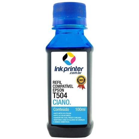 Refil de Tinta Compatível InkPrinter Ciano para Impressora Epson L6161 ( T504 - 100ml) Menor preço em Refil de Tinta Compatível InkPrinter Ciano para Impressora Epson L6161 ( T504 - 100ml)