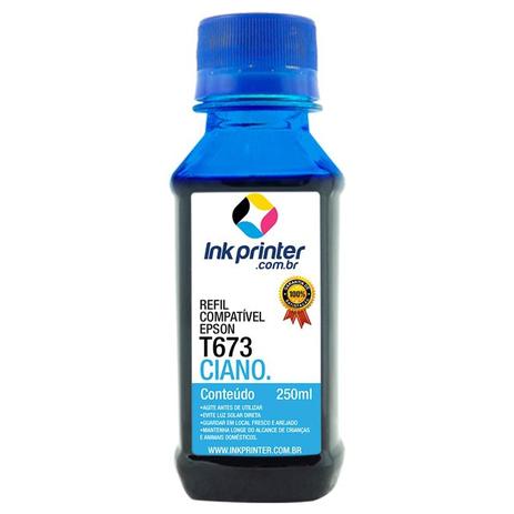 Refil de Tinta Compatível InkPrinter Ciano para Impressora Epson L805 ( T673 - 250ml) Menor preço em Refil de Tinta Compatível InkPrinter Ciano para Impressora Epson L805 ( T673 - 250ml)