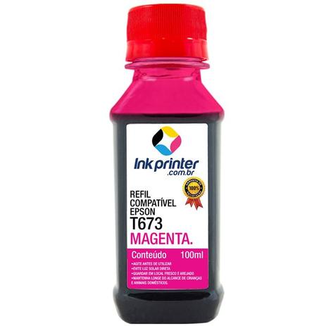 Refil de Tinta Compatível InkPrinter Magenta para Impressora Epson L1800 ( T673 - 100ml) Menor preço em Refil de Tinta Compatível InkPrinter Magenta para Impressora Epson L1800 ( T673 - 100ml)