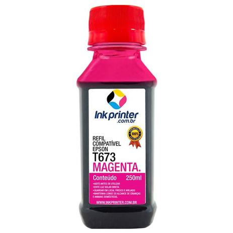 Refil de Tinta Compatível InkPrinter Magenta para Impressora Epson L1800 ( T673 - 250ml) Menor preço em Refil de Tinta Compatível InkPrinter Magenta para Impressora Epson L1800 ( T673 - 250ml)