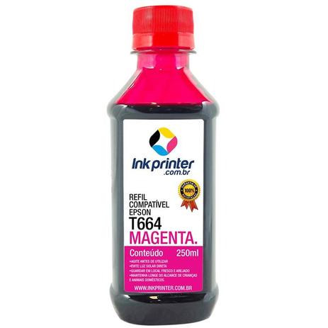Refil de Tinta Compatível InkPrinter Magenta para Impressora Epson L380 ( T664 - 250ml) Menor preço em Refil de Tinta Compatível InkPrinter Magenta para Impressora Epson L380 ( T664 - 250ml)