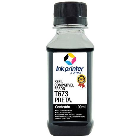 Refil de Tinta Compatível InkPrinter Preto para Impressora Epson L1800 ( T673 - 100ml) Menor preço em Refil de Tinta Compatível InkPrinter Preto para Impressora Epson L1800 ( T673 - 100ml)