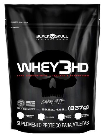 REFIL WHEY 3HD Baunilha (837g) - Caveira Preta - Black skull Menor preço em REFIL WHEY 3HD Baunilha (837g) - Caveira Preta - Black skull